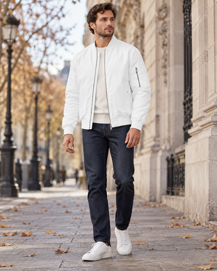 Kian Leichte wasserdichte Herren-Steppbomberjacke mit Reißverschluss, winterliche Windjacke