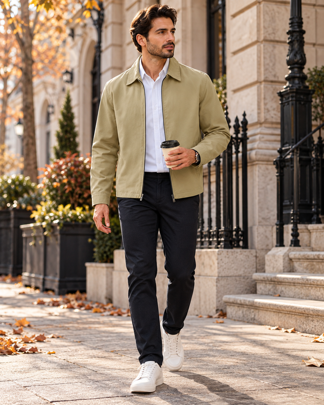 Alonzo Giacca Lavoro Uomo in Misto Cotone – Zip Integrale, Colletto e Tre Tasche