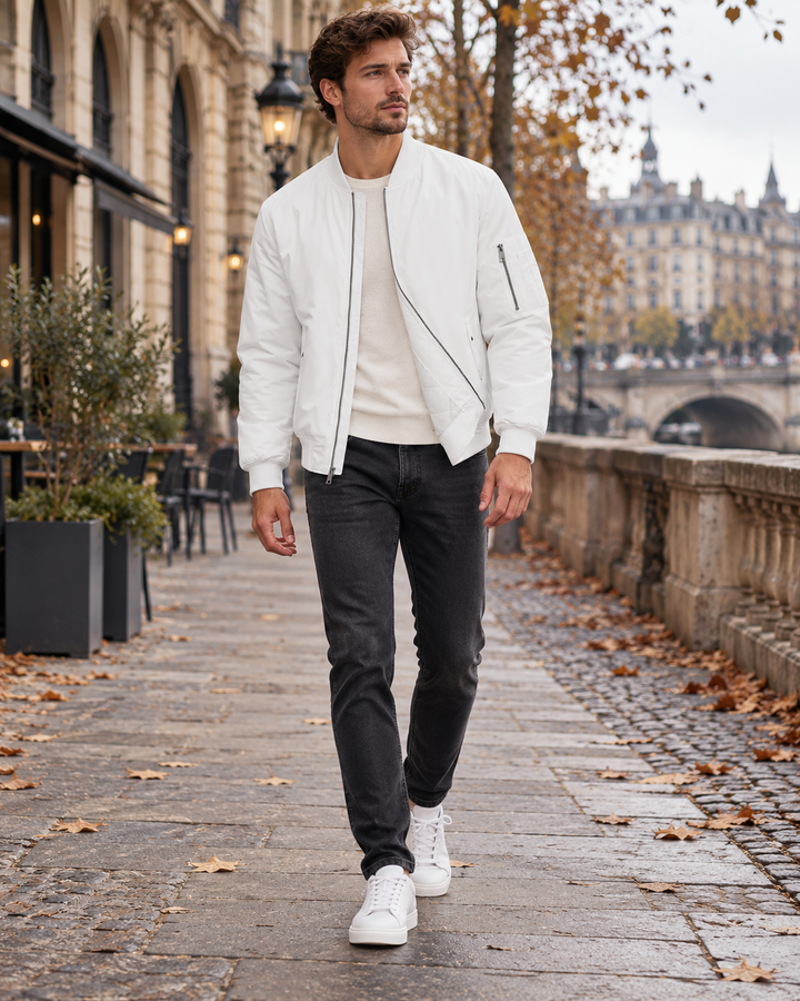 Kian Leichte wasserdichte Herren-Steppbomberjacke mit Reißverschluss, winterliche Windjacke