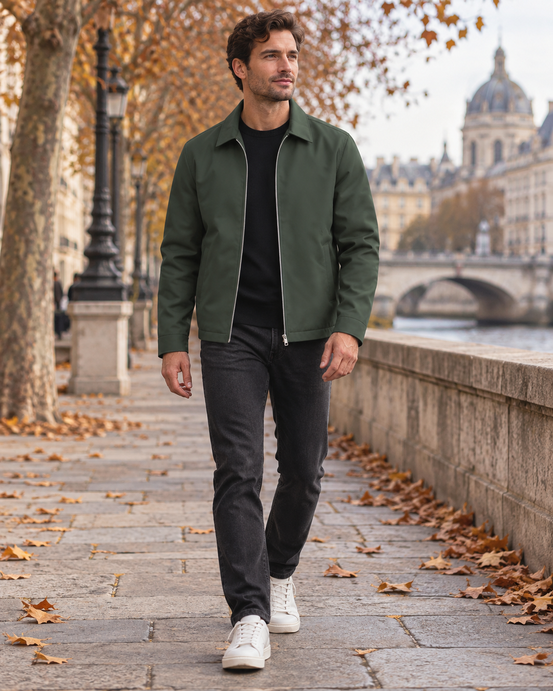 Iñigo Leichte wasserabweisende Herren-Windjacke mit Reißverschluss, klassischem Kragen und Taschen