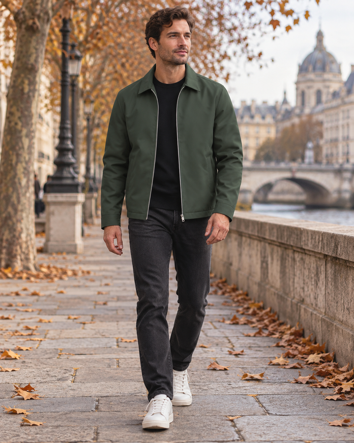 Iñigo Leichte wasserabweisende Herren-Windjacke mit Reißverschluss, klassischem Kragen und Taschen