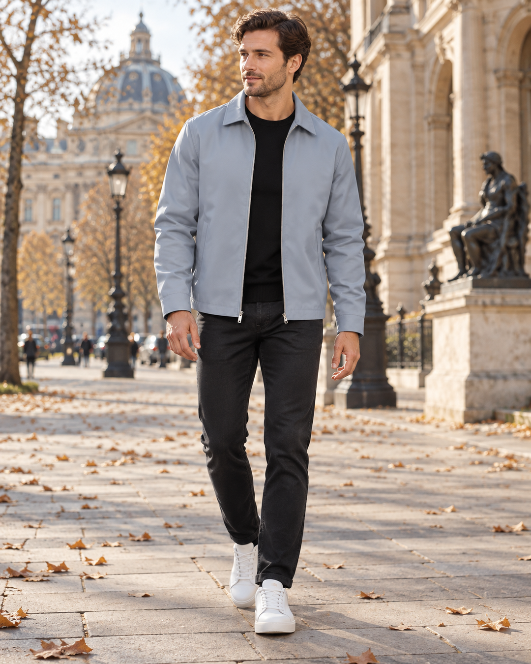 Iñigo Leichte wasserabweisende Herren-Windjacke mit Reißverschluss, klassischem Kragen und Taschen