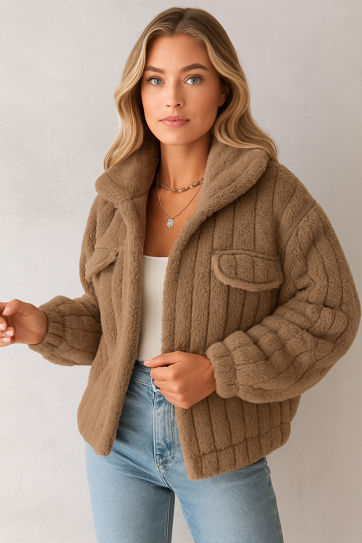Bianca Giacca Teddy Donna – Jacket Morbido e Caldo con Design Casual Trendy