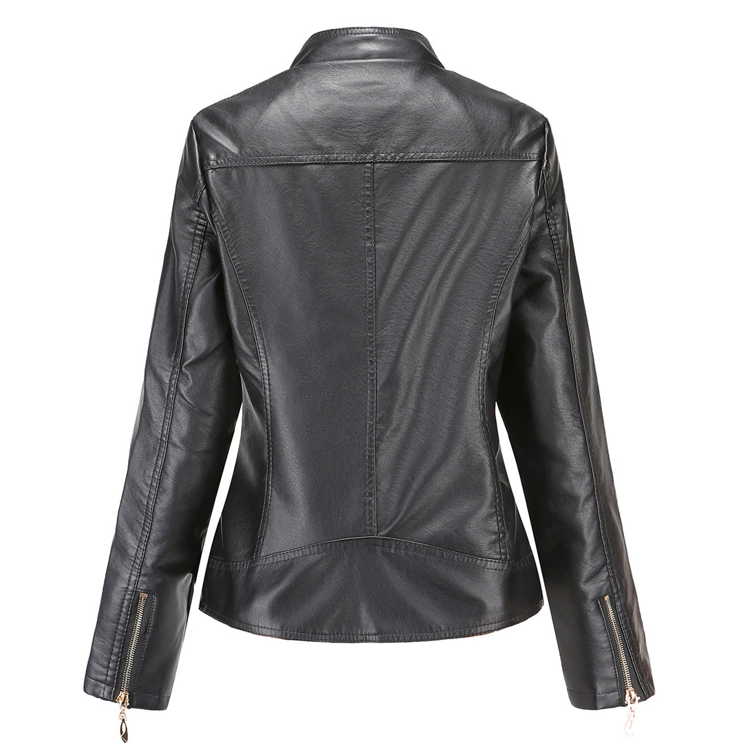 Carla Giacca Biker Dame Cropped – Jakke i økolær med høy krage og vatterte detaljer