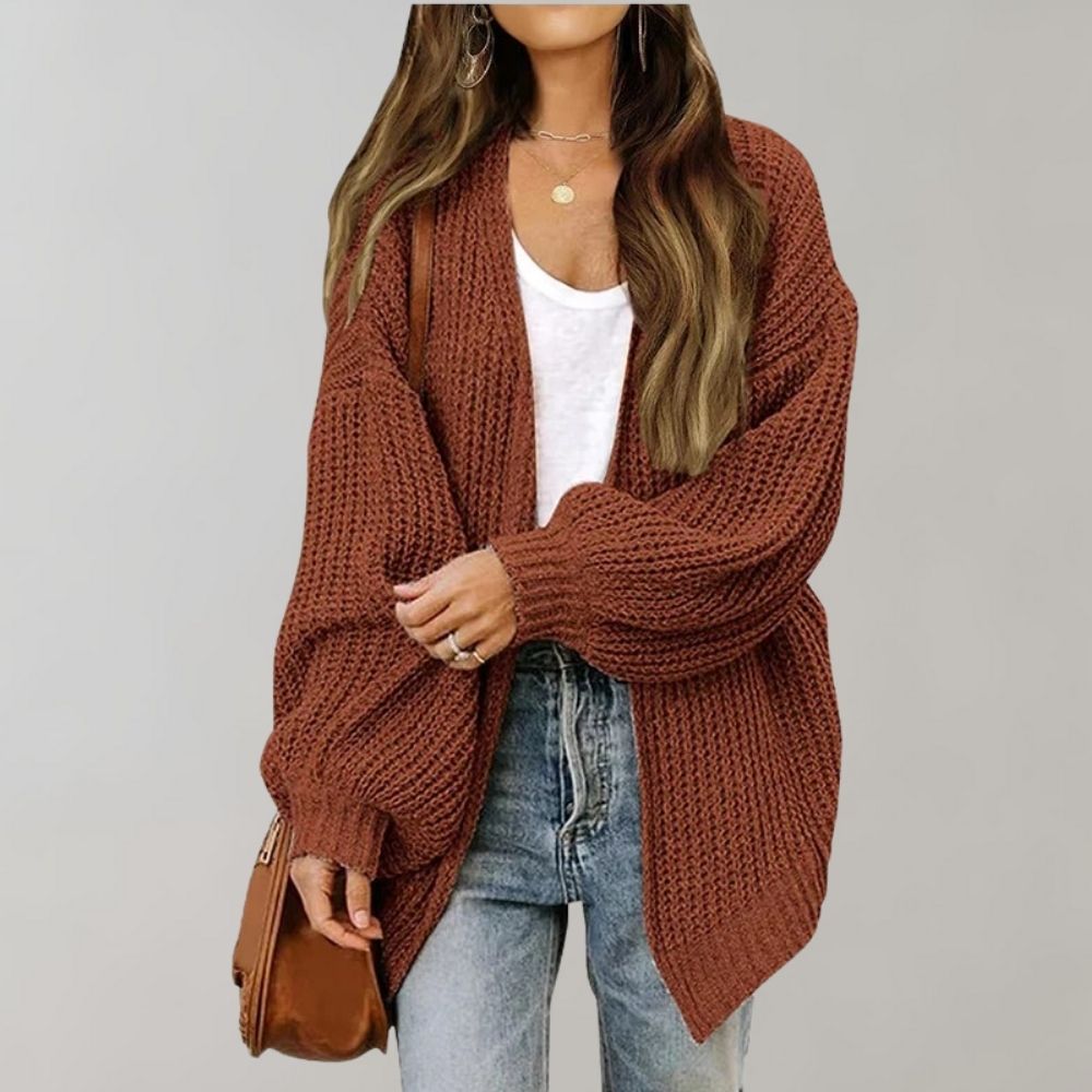 Cardigan Lavorato A Maglia Oversize Donna | Manica Lunga