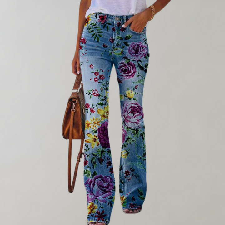 Pantalone A Gamba Larga Vita Alta Da Donna | Stampato