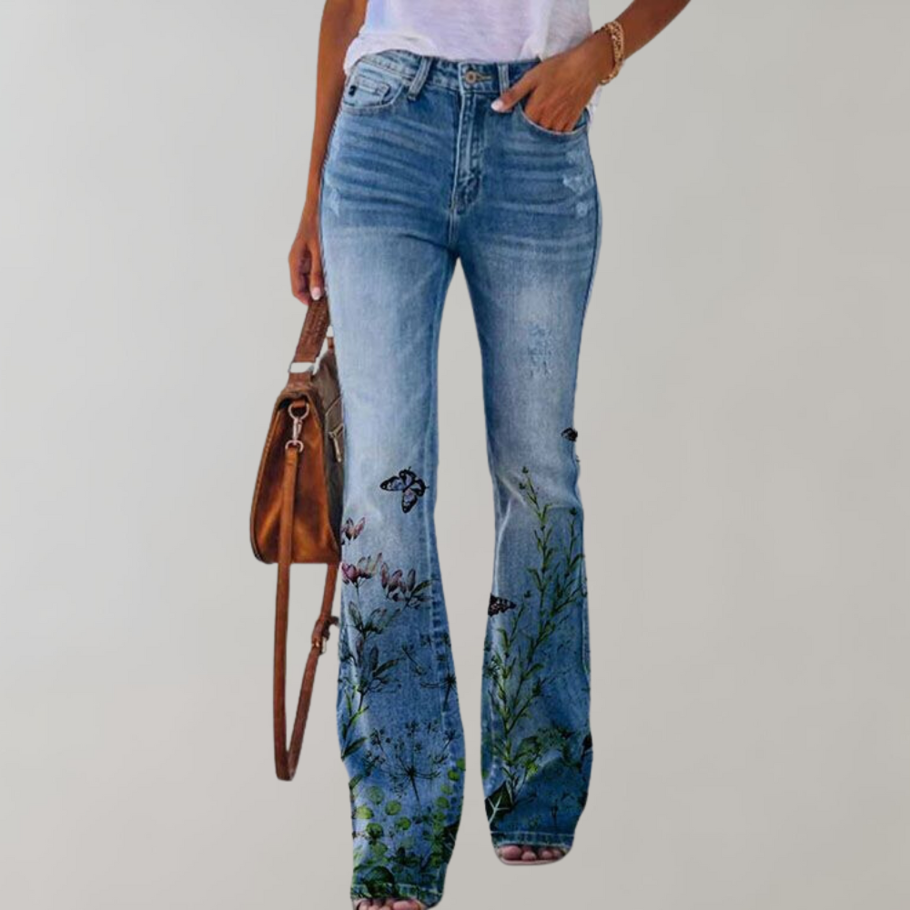 Pantalone A Gamba Larga Vita Alta Da Donna | Stampato