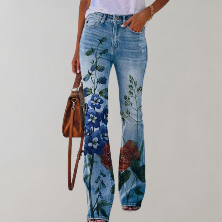 Pantalone A Gamba Larga Vita Alta Da Donna | Stampato