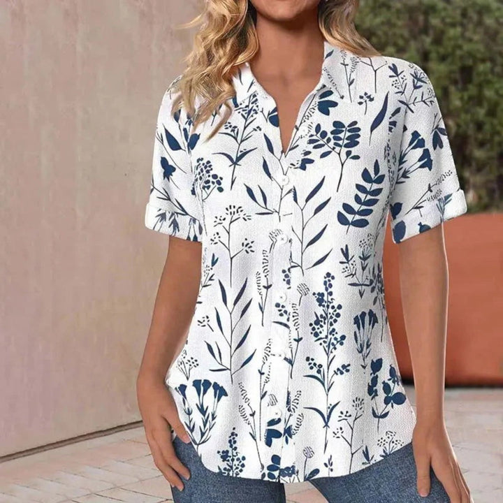 Comoda Camicia Estiva Con Fiori Da Donna | Maniche Corte