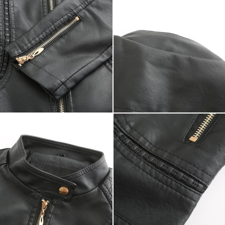 Carla Giacca Biker Dame Cropped – Jakke i økolær med høy krage og vatterte detaljer
