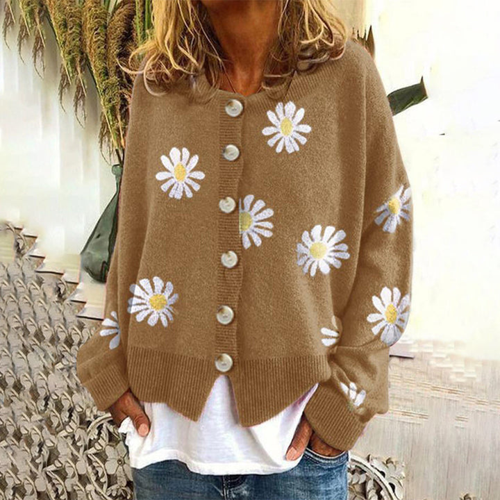 Cardigan Donna Con Motivo Floreale | Manica Lunga