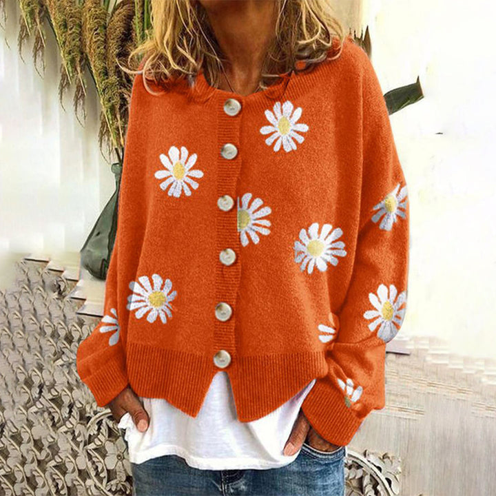 Cardigan Donna Con Motivo Floreale | Manica Lunga