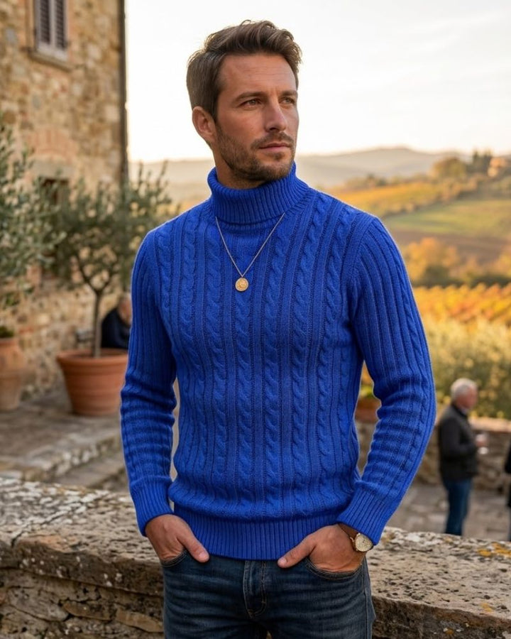 Nathan Dolcevita Uomo – Maglione a Coste Slim Fit in Morbido Tessuto Acrilico Caldo