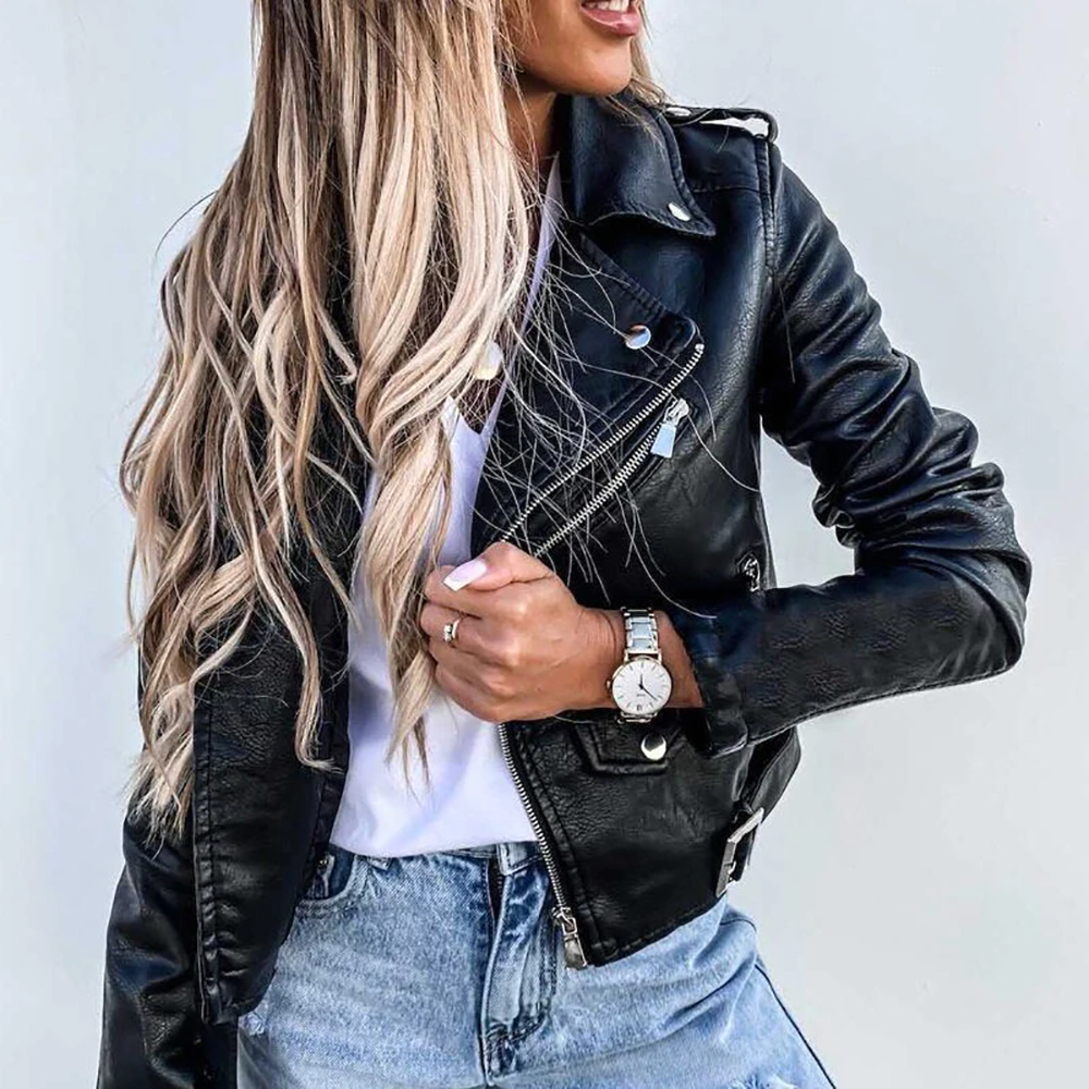 Giacca In Pelle Con Colletto Revers Per Donna | Casual