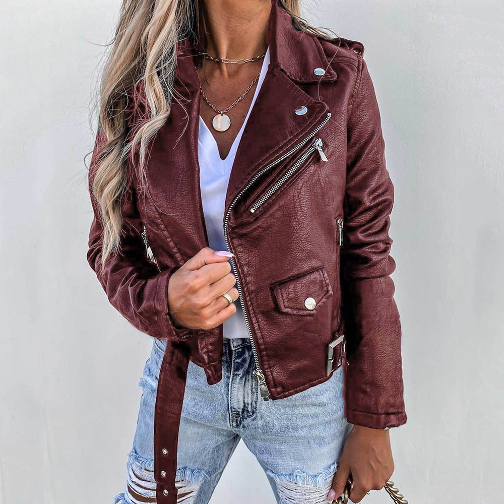 Giacca In Pelle Con Colletto Revers Per Donna | Casual