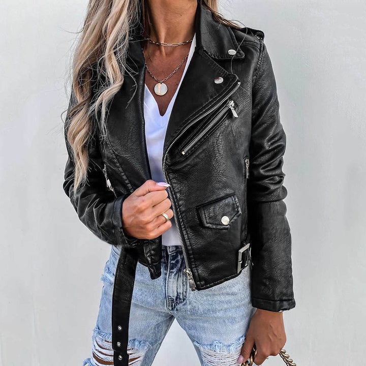 Giacca In Pelle Con Colletto Revers Per Donna | Casual