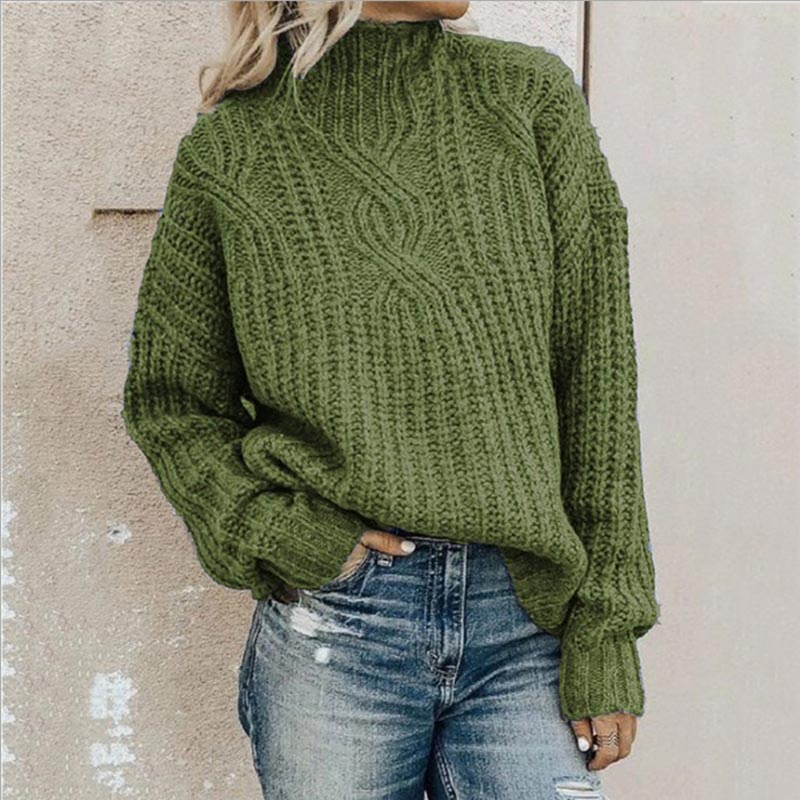 Maglione Casual Larga Lavorato A Maglia Da Donna | Dolcevita