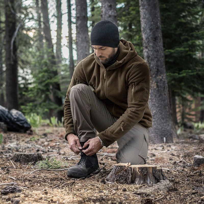 Raw Giacca Uomo in Pile Termico Stile Militare – Antivento, Cappuccio & Comfort Outdoor