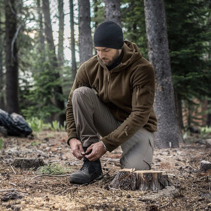 Raw Giacca Uomo in Pile Termico Stile Militare – Antivento, Cappuccio & Comfort Outdoor