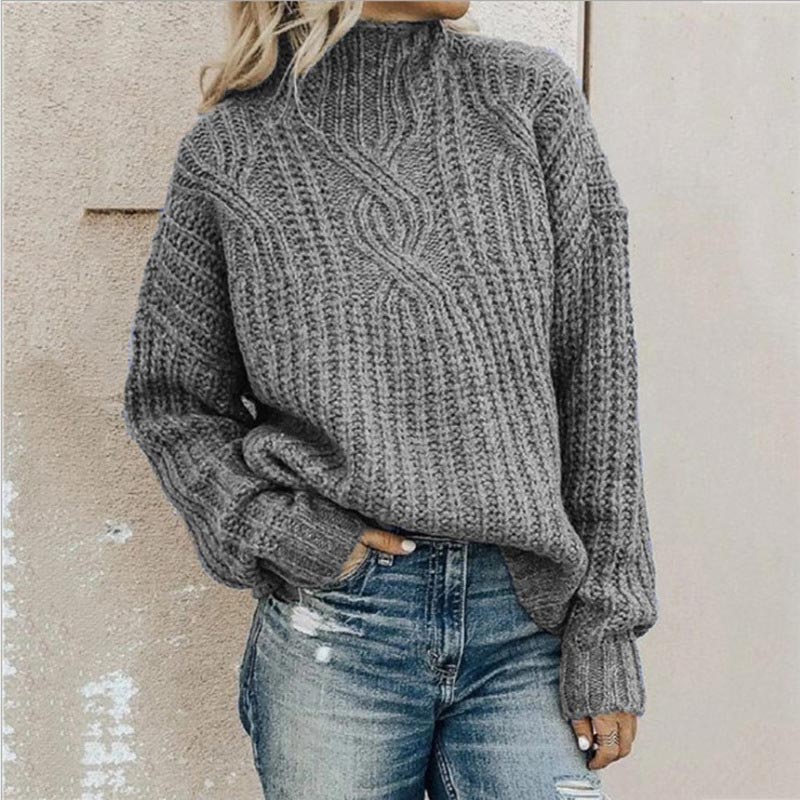 Maglione Casual Larga Lavorato A Maglia Da Donna | Dolcevita