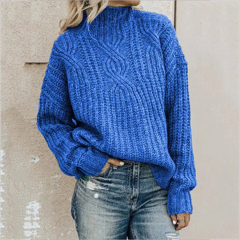 Maglione Casual Larga Lavorato A Maglia Da Donna | Dolcevita