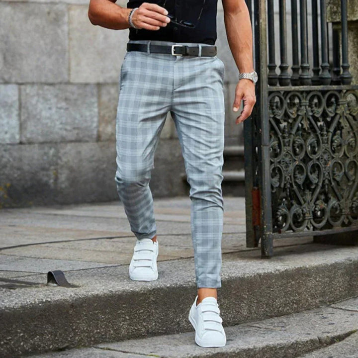 Matthias | Pantaloni Elasticizzati A Quadri Da Uomo | Vestibilità Slim