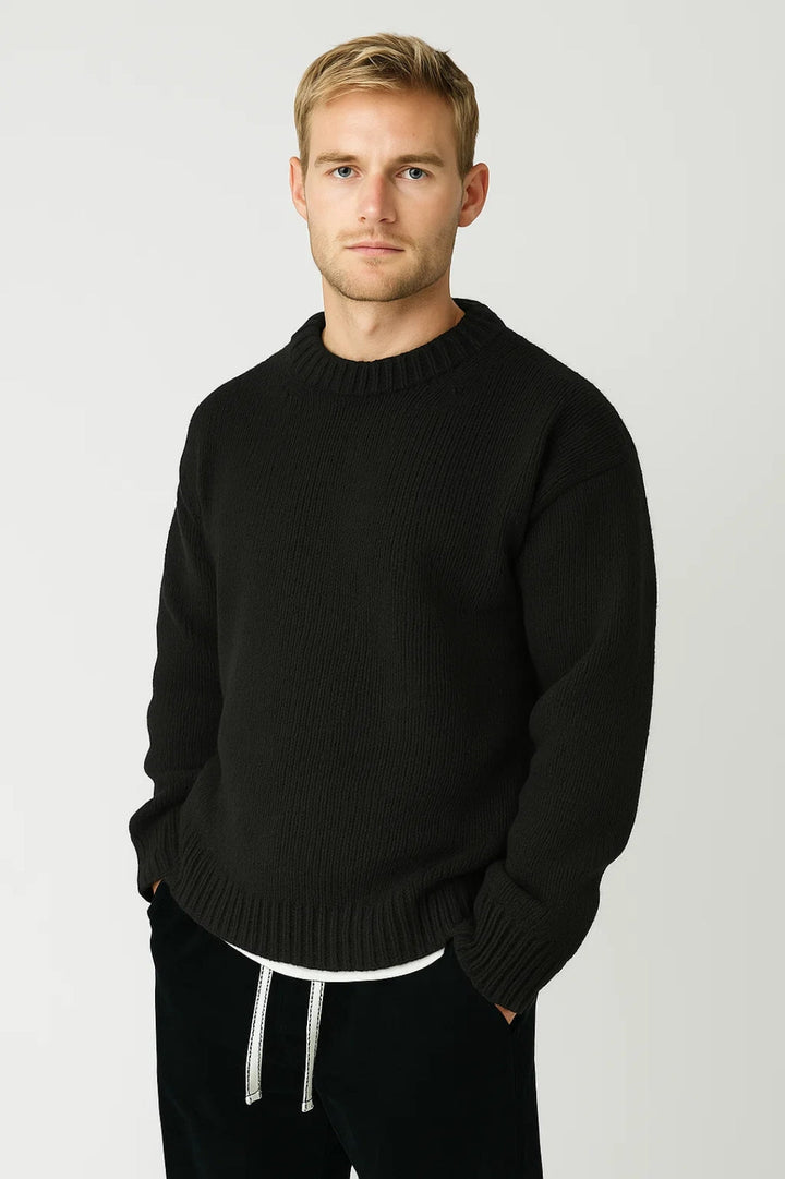 Amon Maglione Uomo Girocollo – Pullover Casual Caldo con Maglia Spessa e Vestibilità Rilassata
