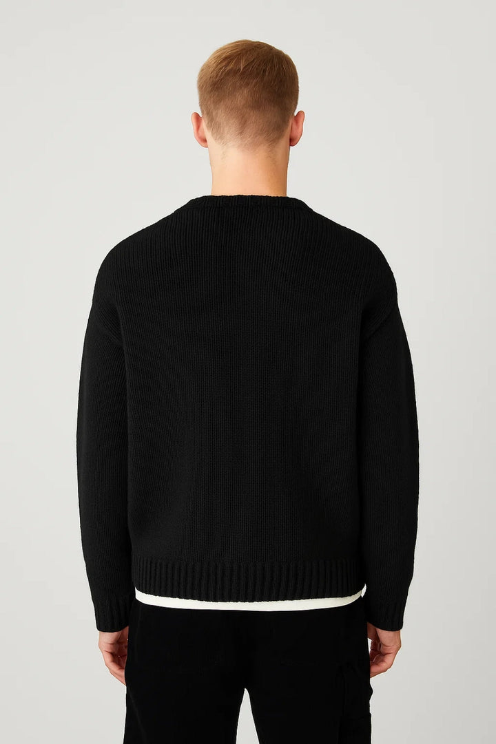 Amon Maglione Uomo Girocollo – Pullover Casual Caldo con Maglia Spessa e Vestibilità Rilassata