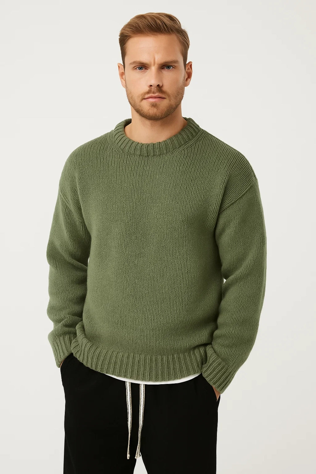 Amon Maglione Uomo Girocollo – Pullover Casual Caldo con Maglia Spessa e Vestibilità Rilassata