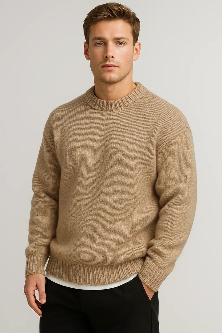 Amon Maglione Uomo Girocollo – Pullover Casual Caldo con Maglia Spessa e Vestibilità Rilassata