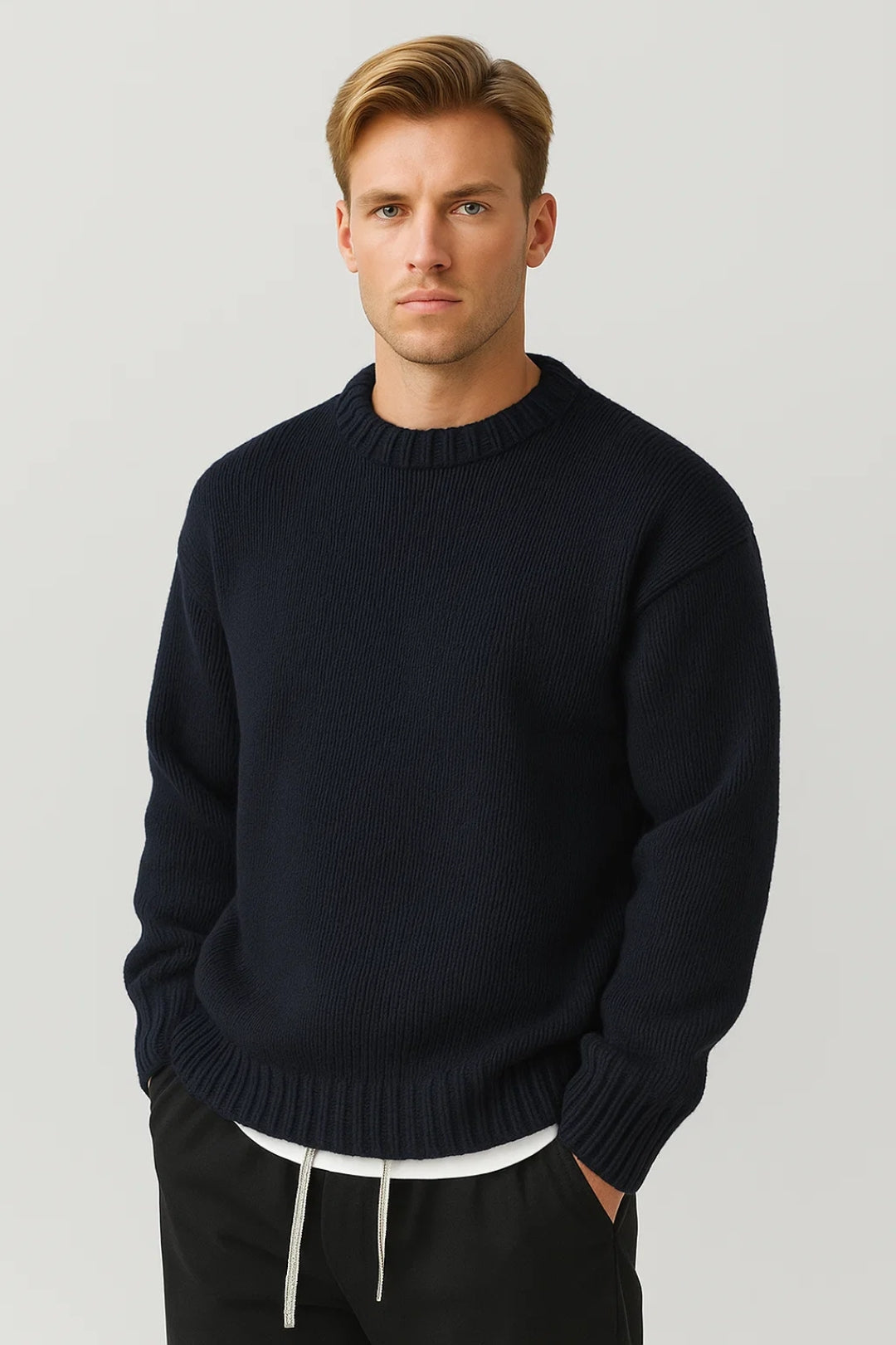 Amon Maglione Uomo Girocollo – Pullover Casual Caldo con Maglia Spessa e Vestibilità Rilassata