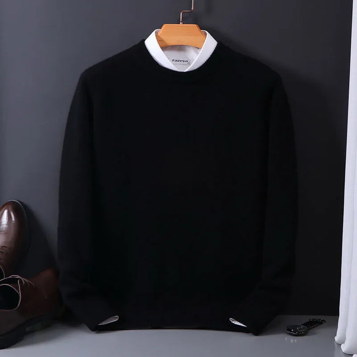 Rundhalset kasjmirgenser for menn | Langermet