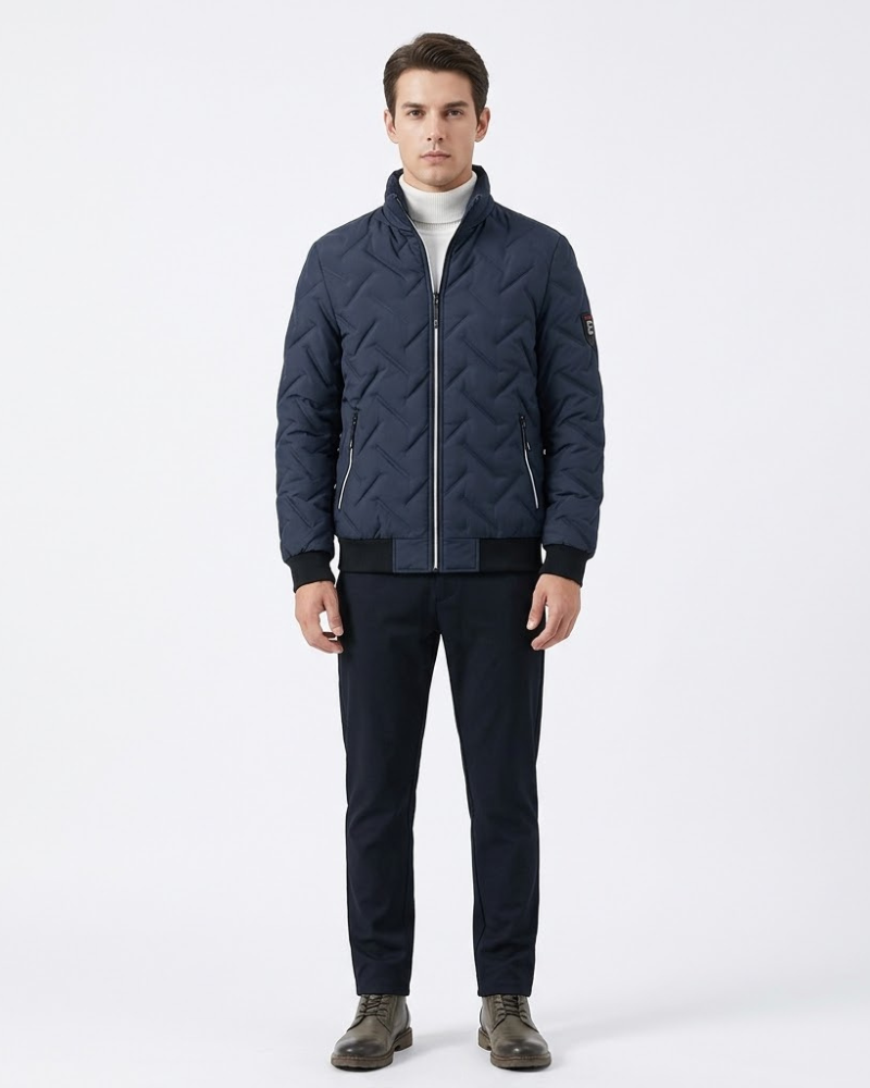 Laken Giacca Uomo Trapuntata Chevron – Giacca Invernale con Zip Collo Alto Stile Urbano
