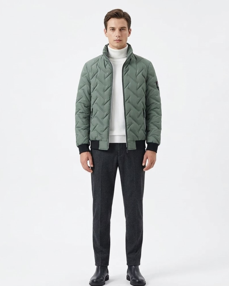 Laken Giacca Uomo Trapuntata Chevron – Giacca Invernale con Zip Collo Alto Stile Urbano