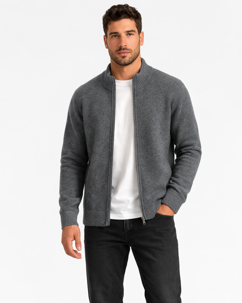 Alexander Giacca de cachemira para hombre con cremallera – Suéter premium suave y cálido de estilo elegante