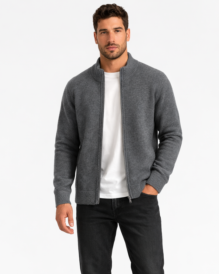 Alexander Giacca de cachemira para hombre con cremallera – Suéter premium suave y cálido de estilo elegante