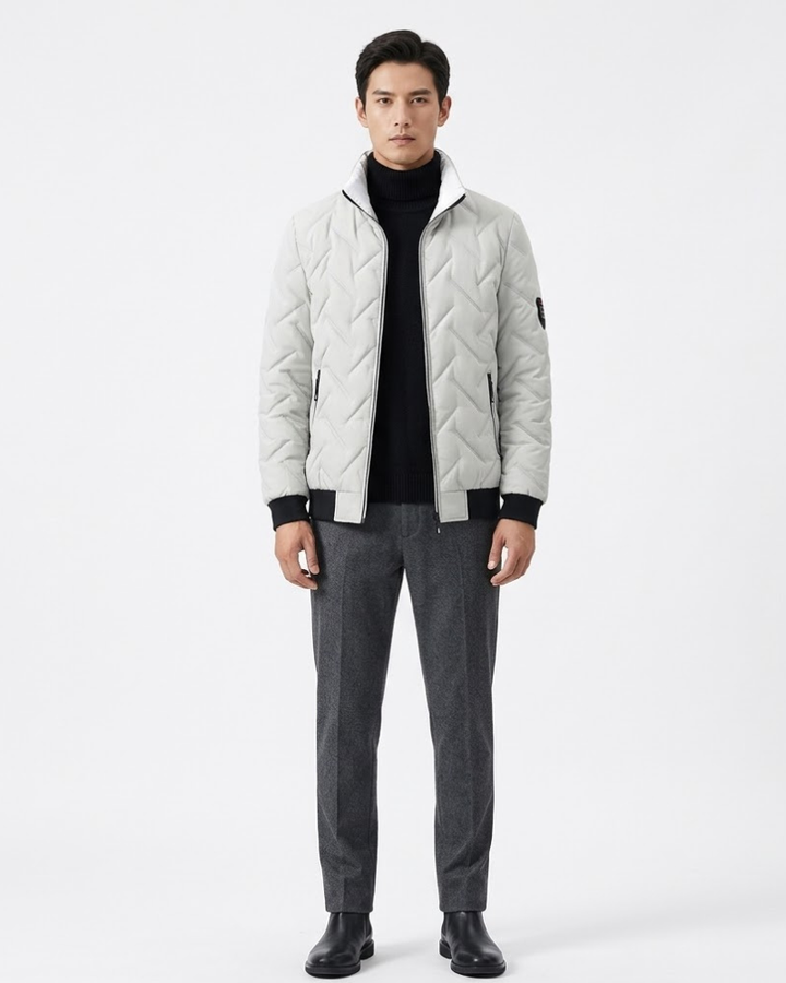Laken Giacca Uomo Trapuntata Chevron – Giacca Invernale con Zip Collo Alto Stile Urbano