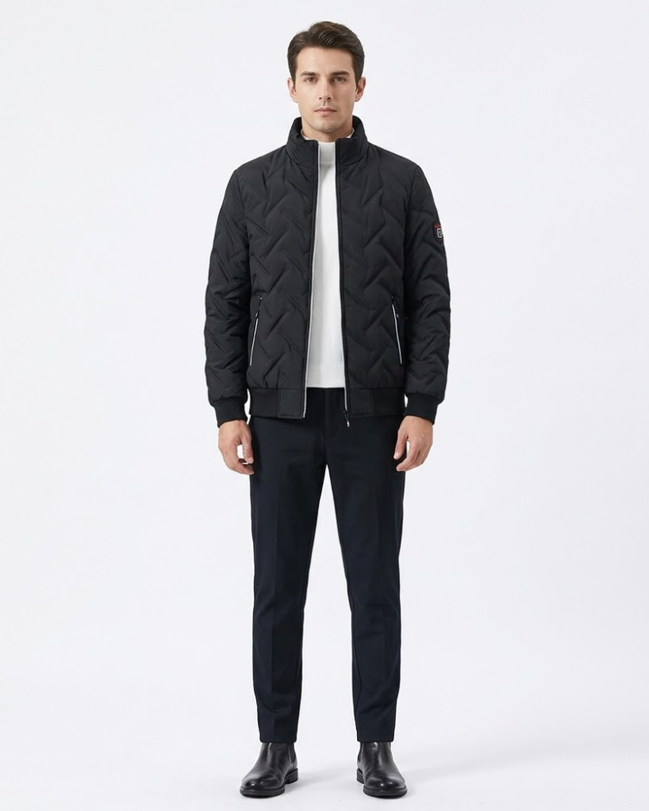 Laken Giacca Uomo Trapuntata Chevron – Giacca Invernale con Zip Collo Alto Stile Urbano