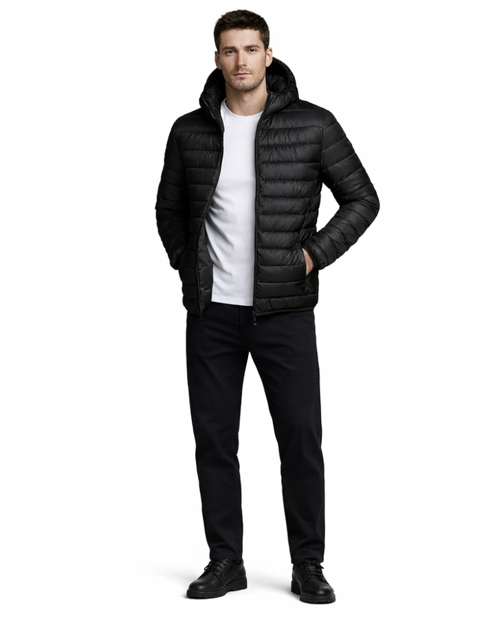 Ardyn Men's Lightweight Quilted Jacket – Winter Jacket with Windproof Hood