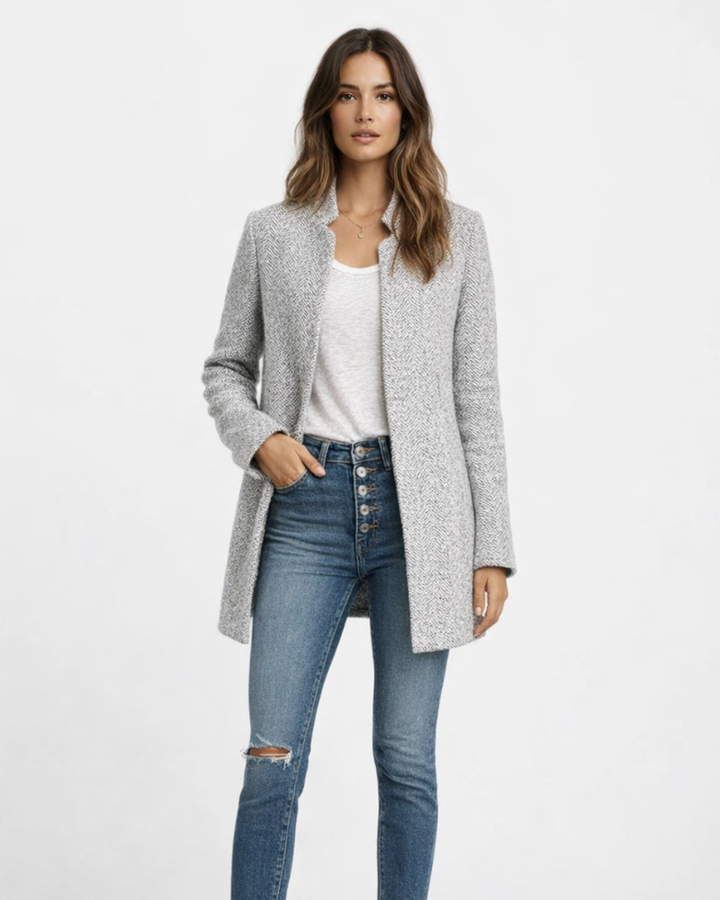 Layda Cappotto Donna Invernale Colorato – Cappotto Caldo Elegante con Motivo Moderno