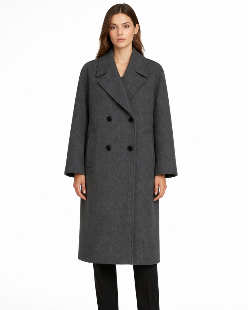 Charlotte Cappotto Donna Doppiopetto – Cappotto Lungo Elegante con Revers, Cappotto Invernale