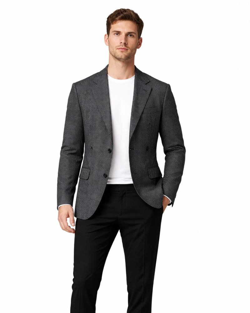 Victor – Jachetă bărbătească din lână – Palton elegant, cambrat, cu model clasic în carouri