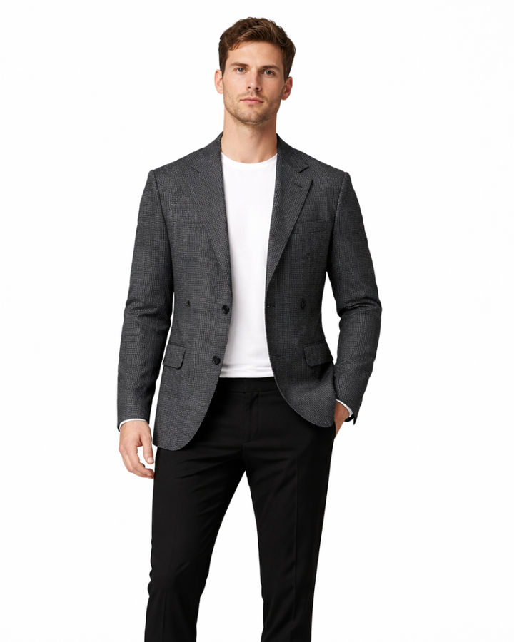 Victor – Jachetă bărbătească din lână – Palton elegant, cambrat, cu model clasic în carouri