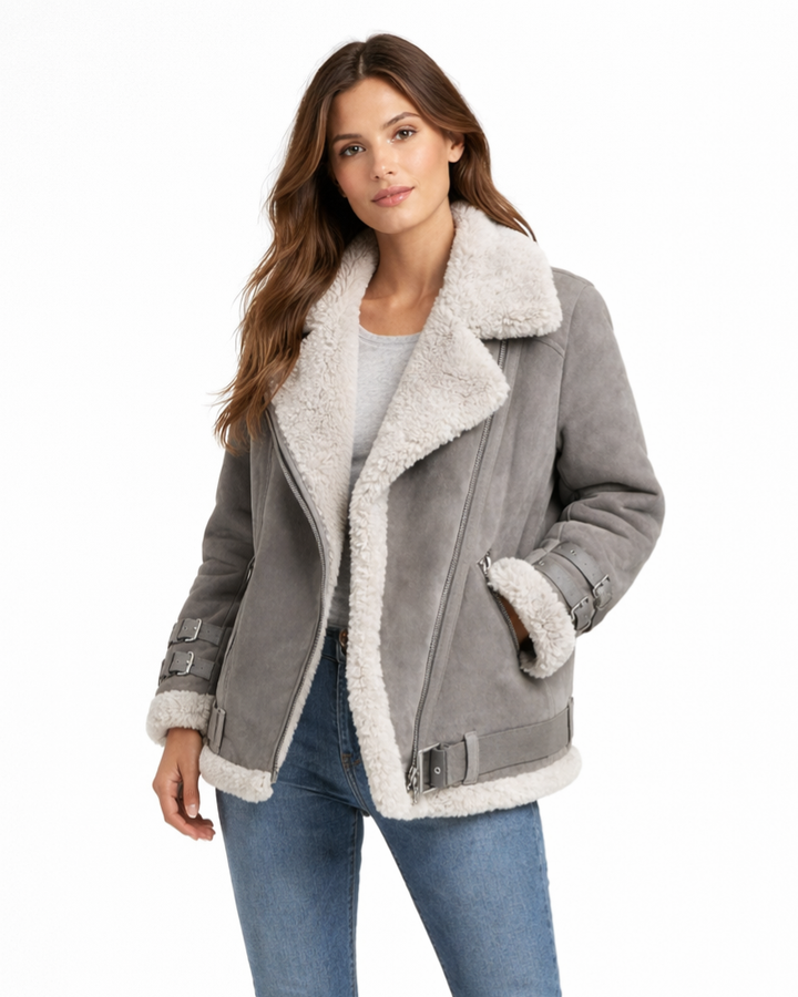 Olie Giacca Aviatore Donna – Giacca Invernale con Zip Asimmetrica, Stile Urbano