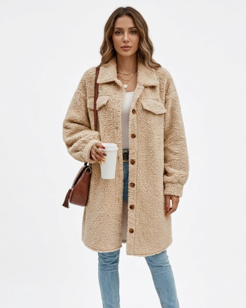 Sherrie Cappotto Teddy Donna Oversize – Dámský oversize teddy kabát, měkký a teplý zimní kabát v moderním stylu