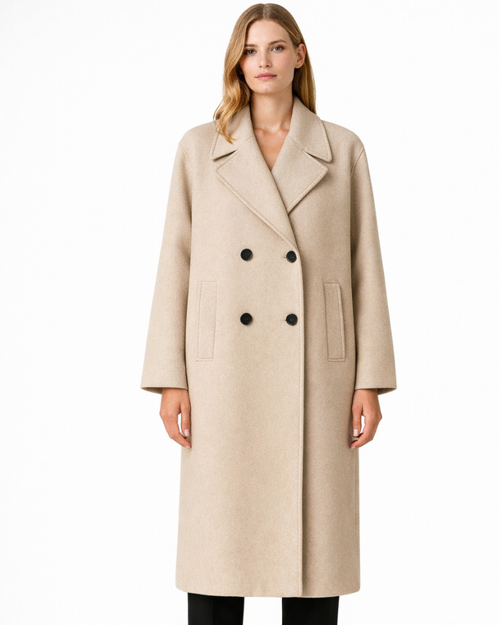 Charlotte Cappotto Donna Doppiopetto – Cappotto Lungo Elegante con Revers, Cappotto Invernale