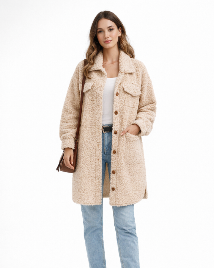 Sherrie Cappotto Teddy Donna Oversize – Dámský oversize teddy kabát, měkký a teplý zimní kabát v moderním stylu