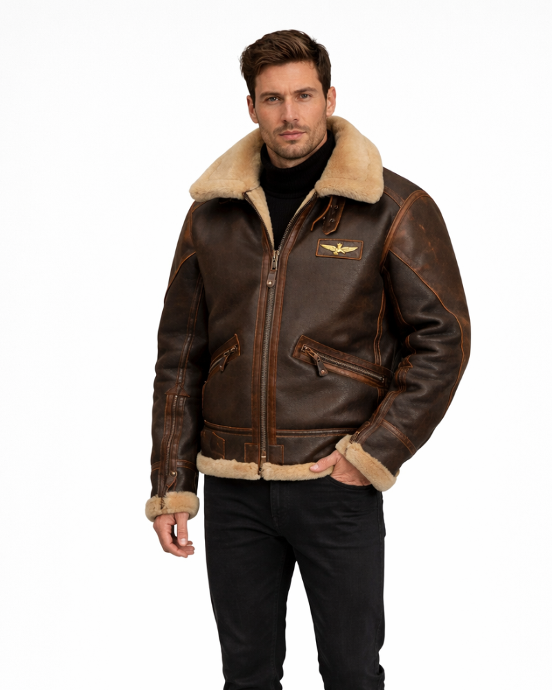 Donito Giacca Pilota Uomo – Giacca Aviatore Slim Fit Elegante Casual Invernale
