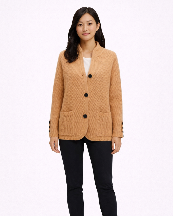 Cardigan Poppy pentru femei din lână – Pulover elegant cu nasturi și croială lejeră