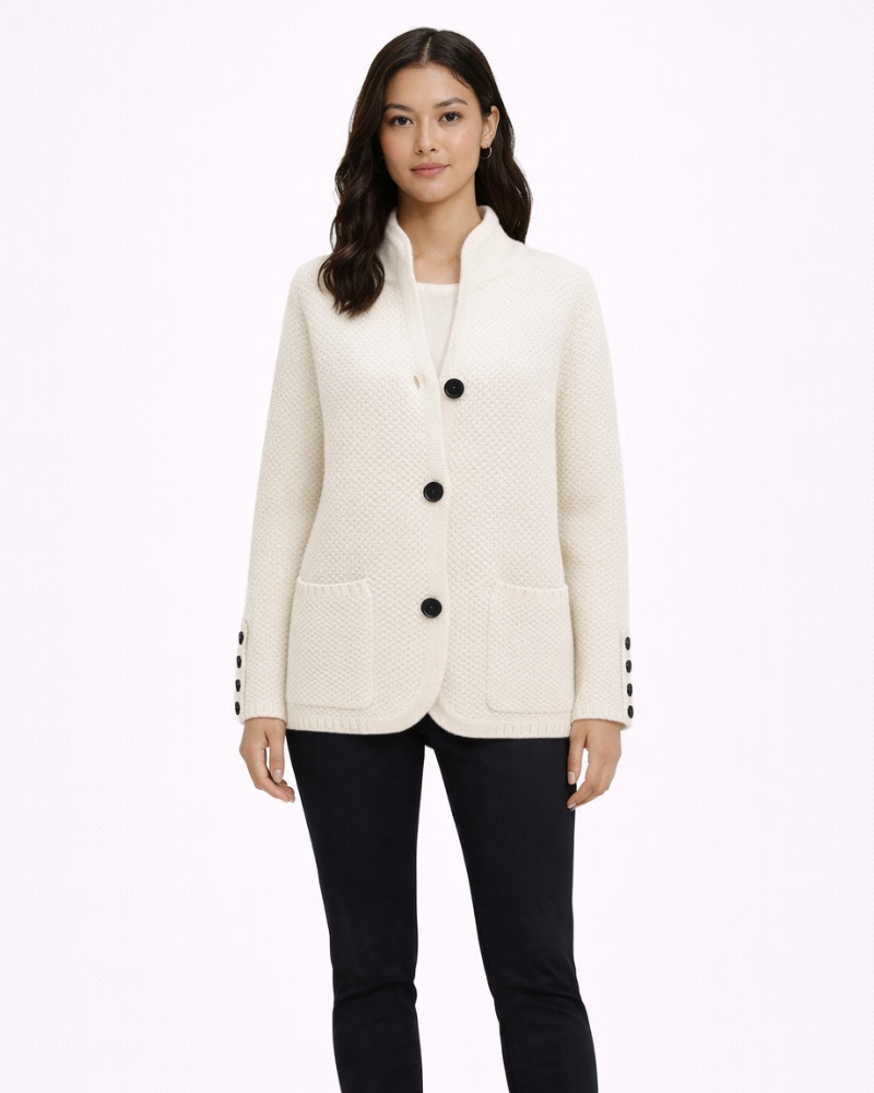 Cardigan Poppy pentru femei din lână – Pulover elegant cu nasturi și croială lejeră
